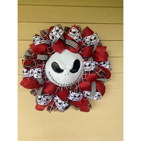 Jack Skellington Halloween Wreath – Nightmare Before Christmas Handmade Decor - Picture 5 of 7